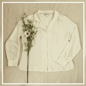 VTG Pendleton silk cream blouse sm med secretary